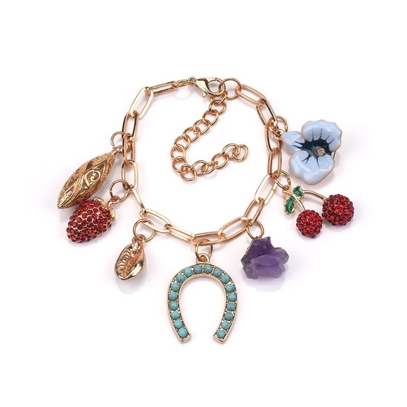 Zara Gold Everything Charms Crystal Bar Circle Link Chain Necklaces - Picture 15 of 16